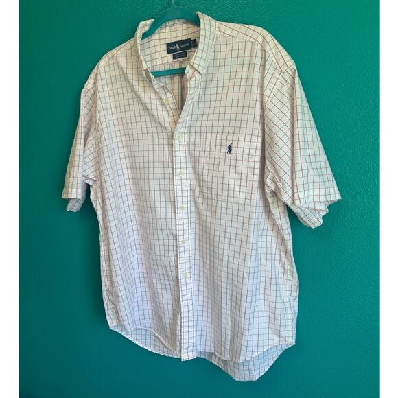Ralph Lauren Pink Grid Big Shirt 100% Cotton Button Up Shirt Men's Large - Picture 3 of 10